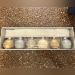 NWT Pier One Christmas Ornament Place Card Holders Earthtone Metallics w/ Gold.
